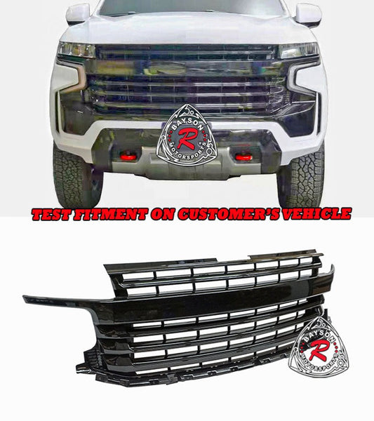 Badgeless Front Grille (Gloss Black) For 2021-2022 Chevrolet Tahoe & Suburban