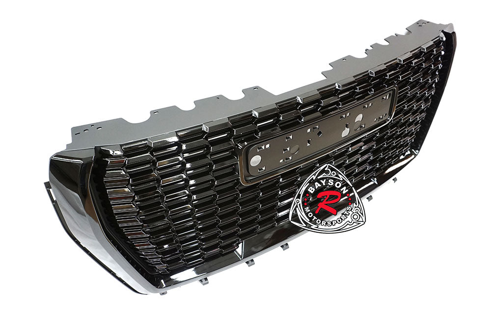 DL Style Front Grille (Gloss Black)/ with Hood Molding For 2021-2022 GMC Yukon
