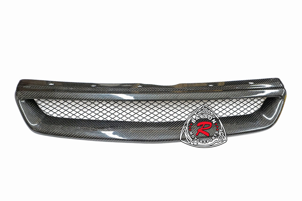 TR Style Front Grille (Carbon Fiber) For 1999-2000 Honda Civic  (2Dr Coupe/3Dr Hatchback/4Dr Sedan)