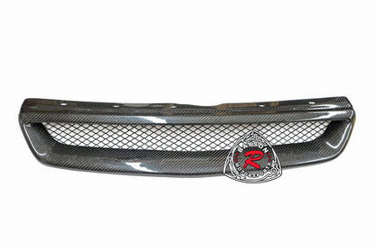 TR Style Front Grille (Carbon Fiber) For 1999-2000 Honda Civic  (2Dr Coupe/3Dr Hatchback/4Dr Sedan)