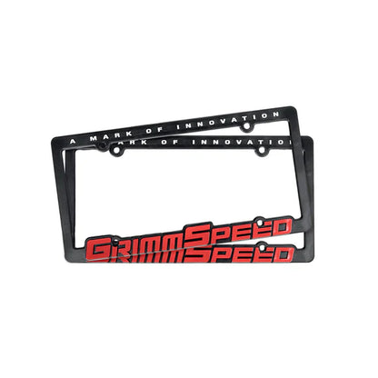 Grimmspeed License Plate Frames GrimmSpeed Red Text Pair Grimmspeed