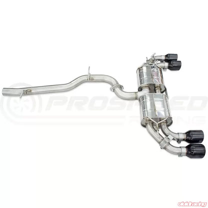 Invidia 2022+ Volkswagen Golf R MK8 76mm R400 Valved Cat Back Exhaust Straight Cut Black Tips
