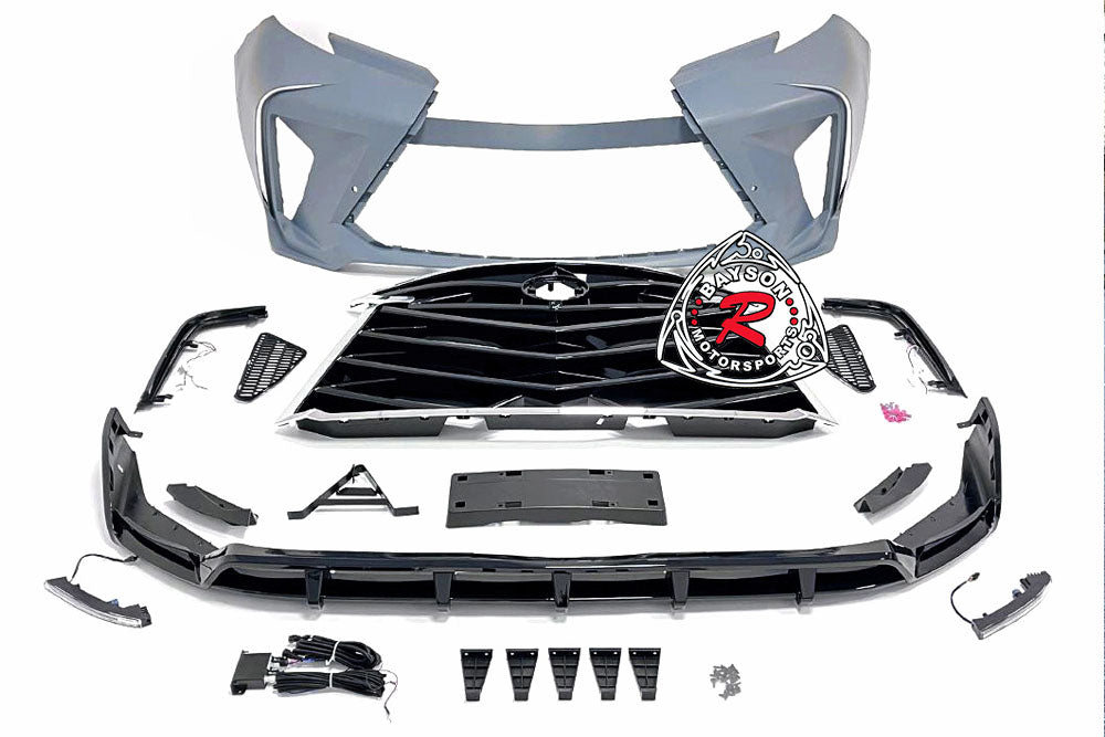 THUNDER DESIGN Front Bumper (Chrome Trim) With Rear Diffuser (Polypropylene) For 2021-2025 Toyota Sienna