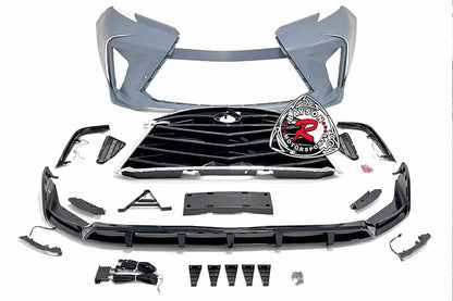 THUNDER DESIGN Front Bumper (Chrome Trim) With Rear Diffuser (Polypropylene) For 2021-2025 Toyota Sienna
