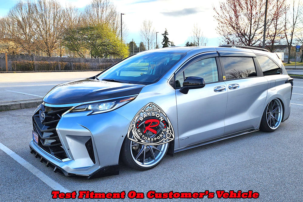 THUNDER DESIGN Front Bumper (Chrome Trim) With Rear Diffuser (Polypropylene) For 2021-2025 Toyota Sienna