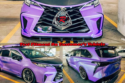 THUNDER DESIGN Front Bumper (Chrome Trim) With Rear Diffuser (Polypropylene) For 2021-2025 Toyota Sienna