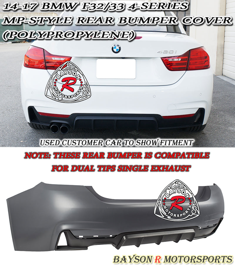 MP Style Rear Bumper For 2014-2020 BMW 4-Series (2Dr, F32/F33 Single Outlet, Dual Tips)
