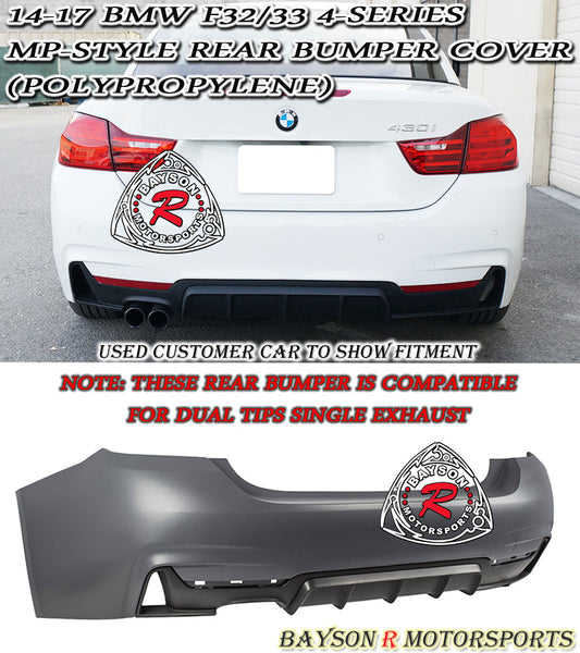 MP Style Rear Bumper For 2014-2020 BMW 4-Series (2Dr, F32/F33 Single Outlet, Dual Tips)