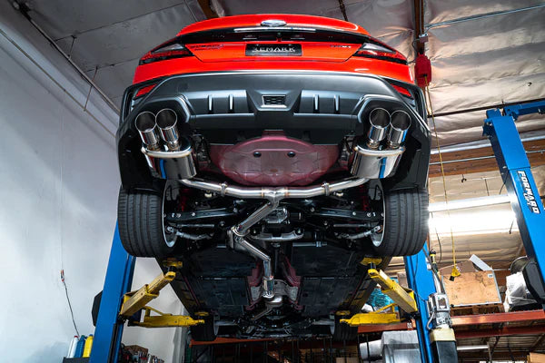 REMARK Catback Exhaust. Subaru WRX VB - Burnt Stainless 4" Quad Tips (Resonated)