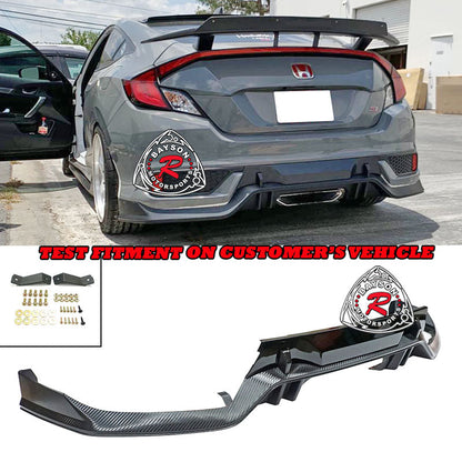 TR Style Rear Lip (Carbon Look) For 2016-2020 Honda Civic (2Dr Coupe)
