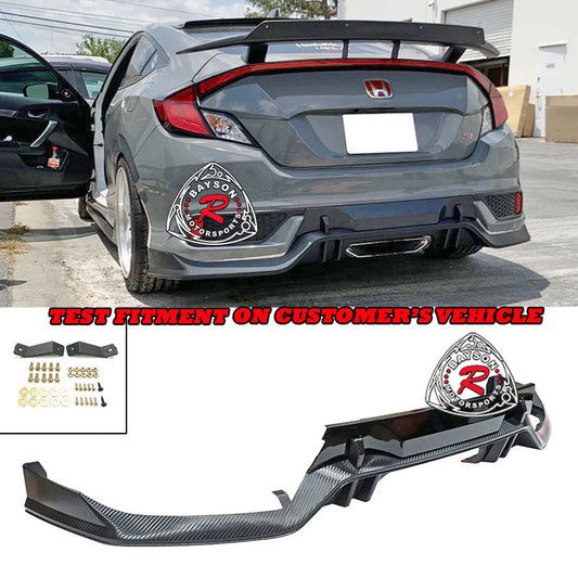 TR Style Rear Lip (Carbon Look) For 2016-2020 Honda Civic (2Dr Coupe)