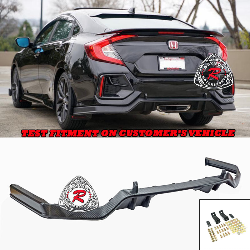 TR Style Rear Lip (Carbon Look) For 2017-2020 Honda Civic Si 4Dr Sedan (Si ONLY)