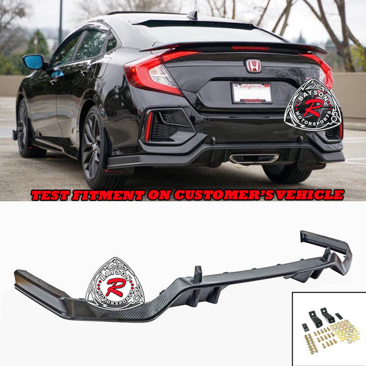 TR Style Rear Lip (Carbon Look) For 2017-2020 Honda Civic Si 4Dr Sedan (Si ONLY)