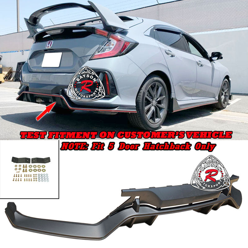 TR Style Rear Lip Diffuser For 2017-2021 Honda Civic (5Dr Hatchback Non-Type R)