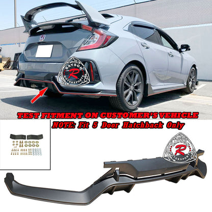 TR Style Rear Lip Diffuser For 2017-2021 Honda Civic (5Dr Hatchback Non-Type R)