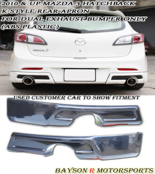 K Style Rear Aprons (Dual Exhaust) For 2010-2013 Mazda-3 (5Dr Hatchback)