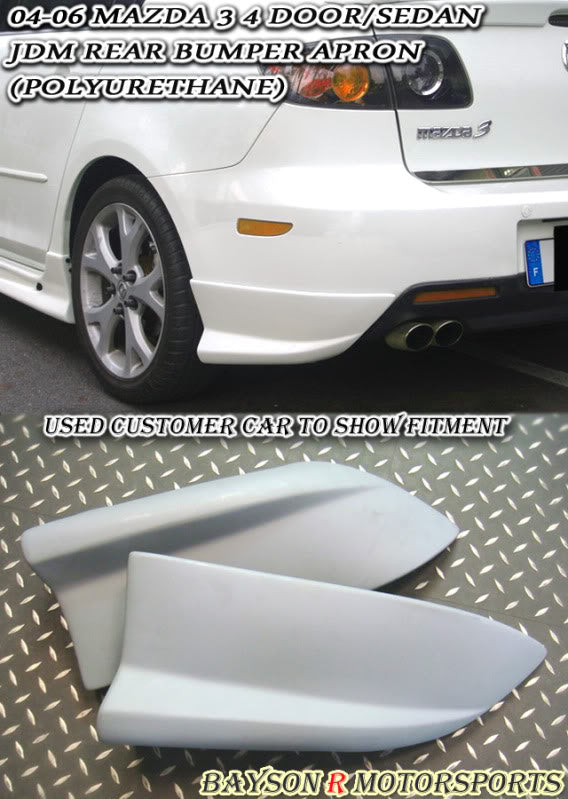 JDM-Style Rear Aprons For 2004-2006 Mazda-3 (4Dr Sedan)