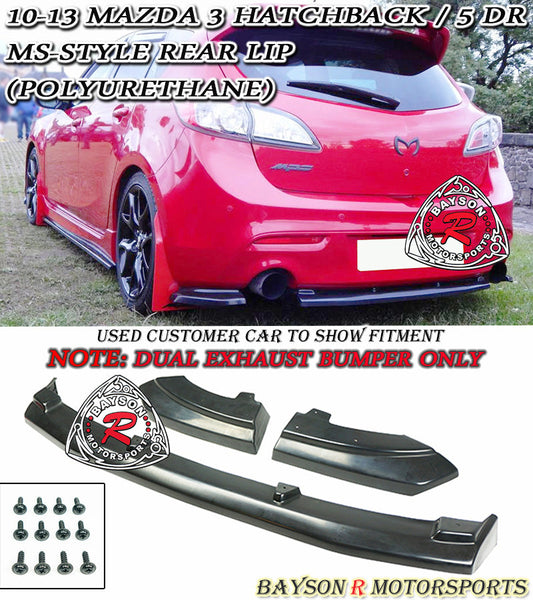 MS Style Rear Lip (Dual Exhaust) For 2010-2013 Mazda-3/Mazdaspeed-3 (5Dr Hatchback)