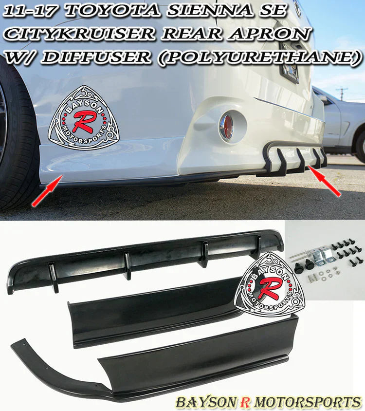 CityKruiser Rear Aprons with Rear Diffuser Bundle for 2011-2020 Toyota Sienna (SE Model)