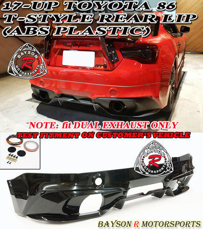 T Style V2 Full Lip Kit (Front Lip, Side Skirts, Rear Lip w/ Dual Exhaust) For 2017-2021 Toyota 86