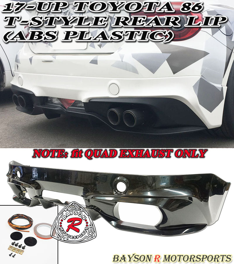 T Style V2 Full Lip Kit (Front Lip, Side Skirts, Rear Lip w/ Quad Exhaust) For 2017-2021 Toyota 86