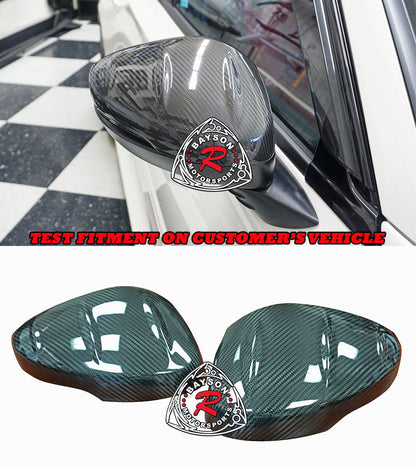 MU Style Side Mirror Cover w/ Turn Signal Cutout Replacement (Dry Carbon Fiber) For 2022-2025 Honda Civic & Type R (FL5)