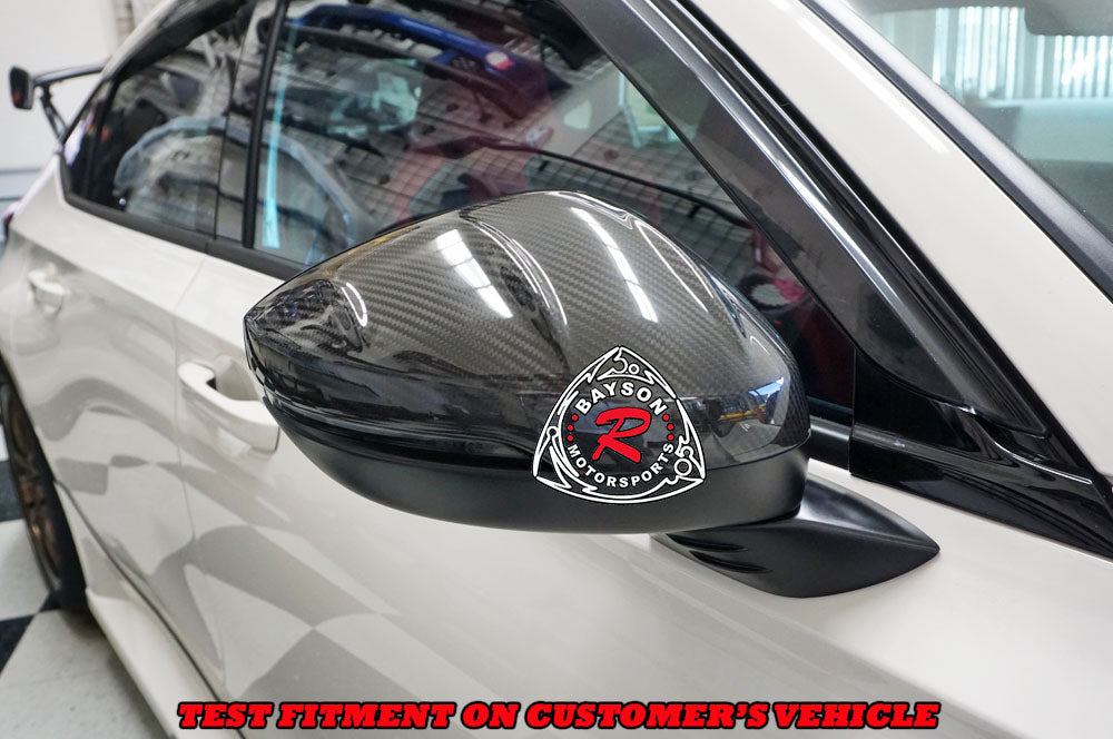 MU Style Side Mirror Cover w/ Turn Signal Cutout Replacement (Dry Carbon Fiber) For 2022-2025 Honda Civic & Type R (FL5)