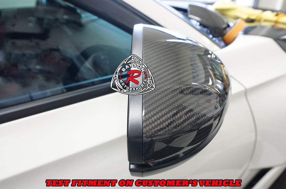 MU Style Side Mirror Cover w/ Turn Signal Cutout Replacement (Dry Carbon Fiber) For 2022-2025 Honda Civic & Type R (FL5)