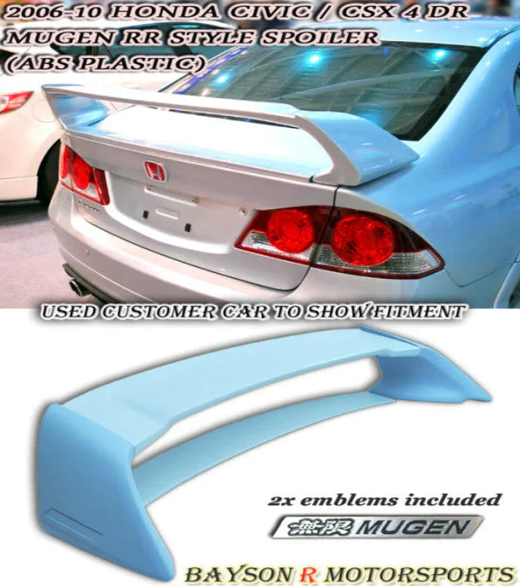 MU RR Style Trunk Spoiler w/ Emblems For 2006-2011 Honda Civic (4Dr Sedan)