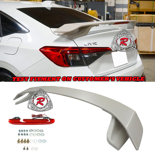 TH Style Spoiler w/ Brake Light For 2022-2025 Honda Civic (4Dr Sedan)