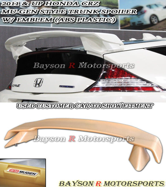 MU Style Trunk Spoiler Wing (ABS Plastic) with Emblem For 2011-2016 Honda CR-Z