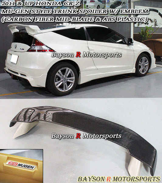 MU Style Trunk Spoiler Wing (Carbon Fiber) with Emblem For 2011-2016 Honda CR-Z