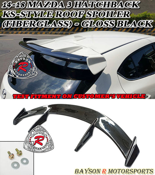 KS Style Spoiler (Gloss Black) For 2014-2018 Mazda-3 (5Dr Hatchback)