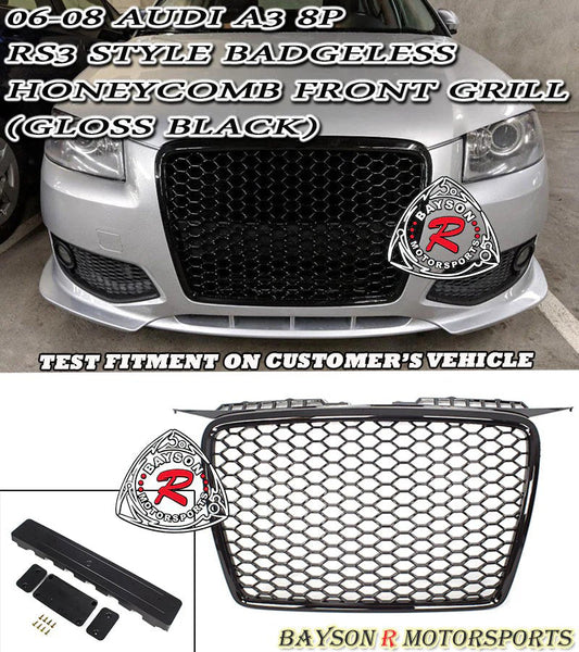 RS3 Style Front Grille (Black Trim) For 2006-2008 Audi A3 (8P)