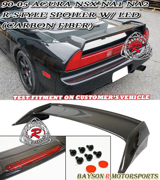 R Style Spoiler (Carbon Fiber) w/ LED 3rd Brake Light For 1990-2005 Acura NSX