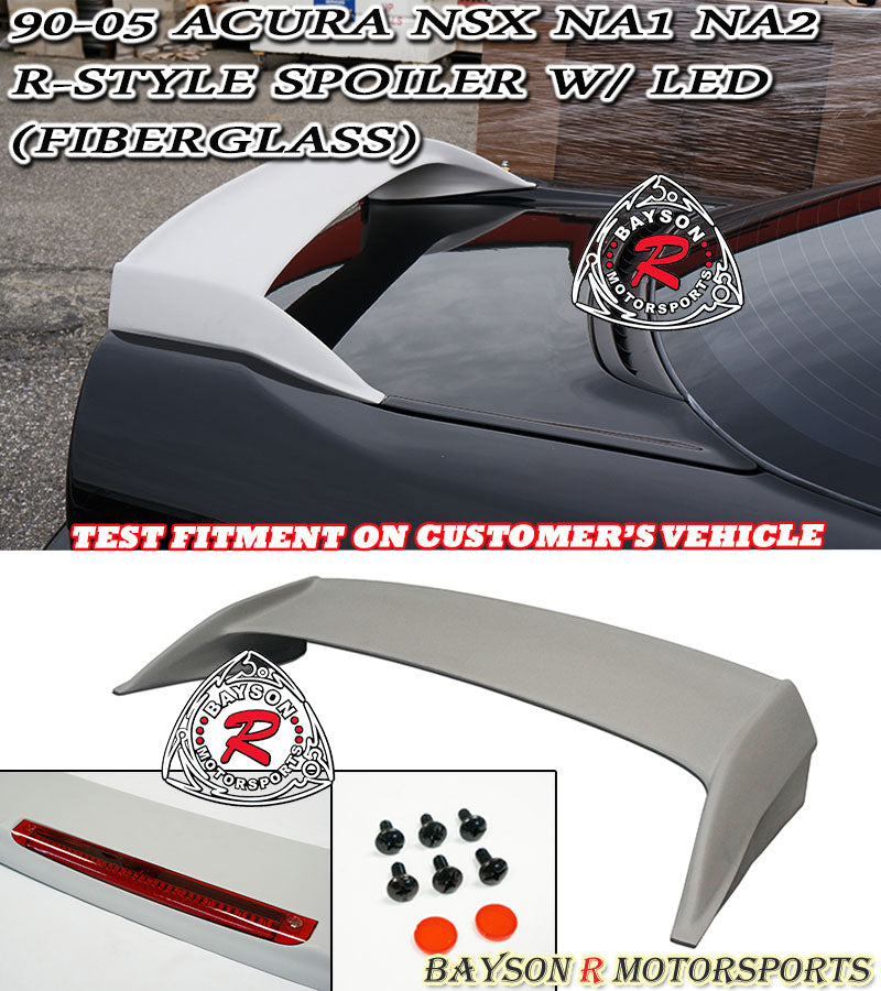 R Style Spoiler (Fiberglass) w/ LED 3rd Brake Light For 1990-2005 Acura NSX