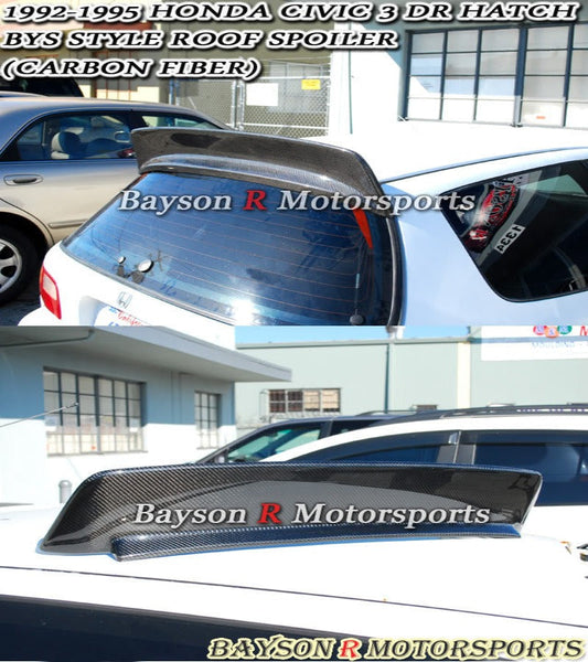 BYS Style Spoiler (Carbon Fiber) For 1992-1995 Honda Civic (3Dr Hatchback)