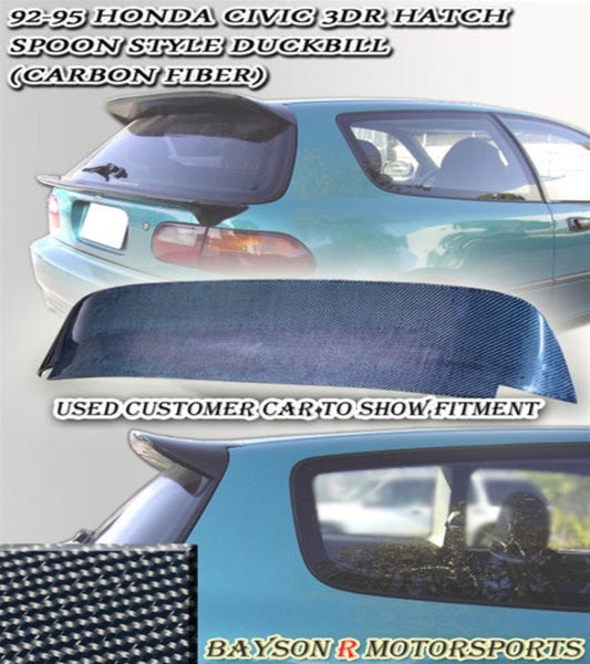 Spn Style Spoiler (Carbon Fiber) For 1992-1995 Honda Civic (3Dr Hatchback)