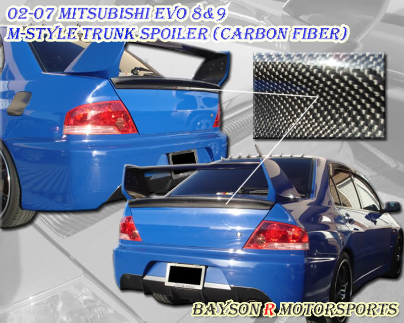 M Style Trunk Spoiler (Carbon Fiber) For 2003-2007 Mitsubishi Evolution-8/9