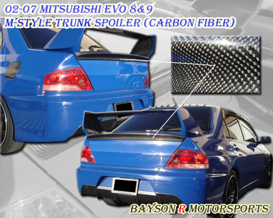 M Style Trunk Spoiler (Carbon Fiber) For 2003-2007 Mitsubishi Evolution-8/9