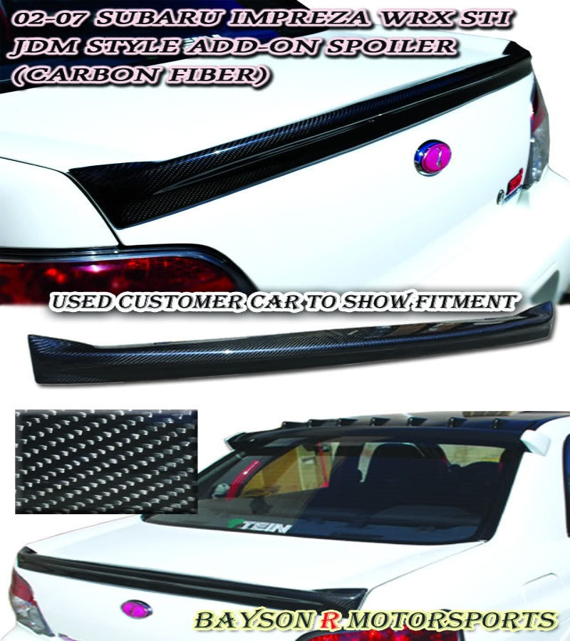 JDM Style Spoiler (Carbon Fiber) For 2002-2007 Subaru Impreza/WRX/STi (4Dr Sedan)