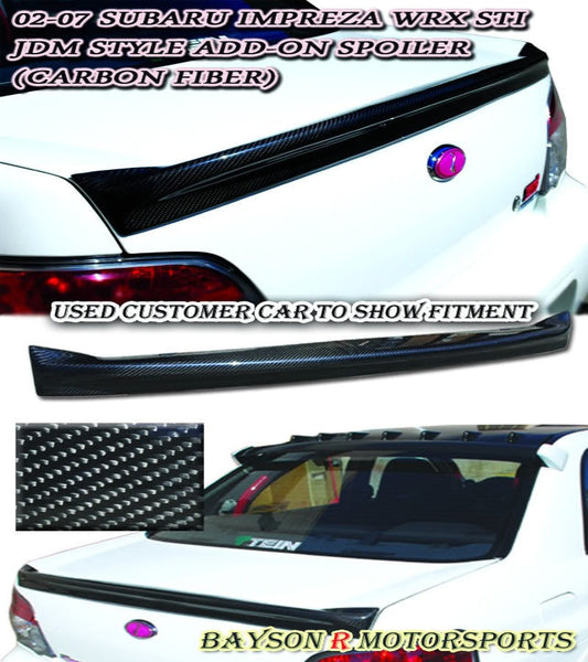 JDM Style Spoiler (Carbon Fiber) For 2002-2007 Subaru Impreza/WRX/STi (4Dr Sedan)