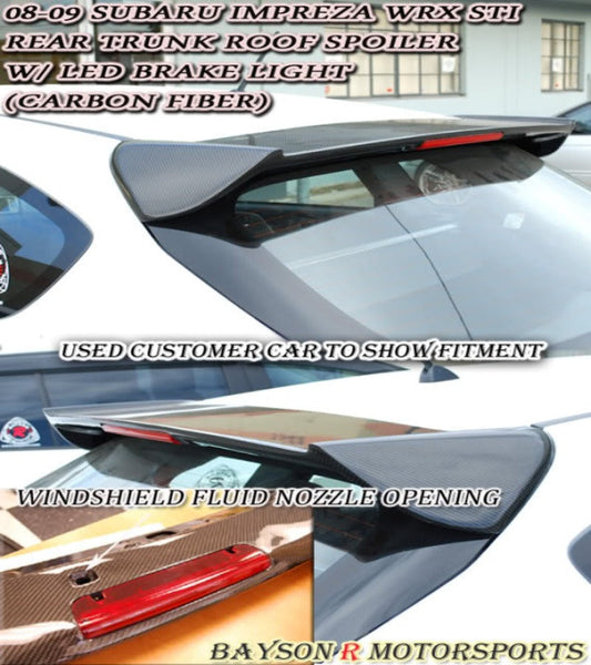 ST Style Spoiler (Carbon Fiber) w/ LED 3rd Brake Light For 2008-2014 Subaru Impreza/WRX/WRX Sti (5Dr Hatchback)