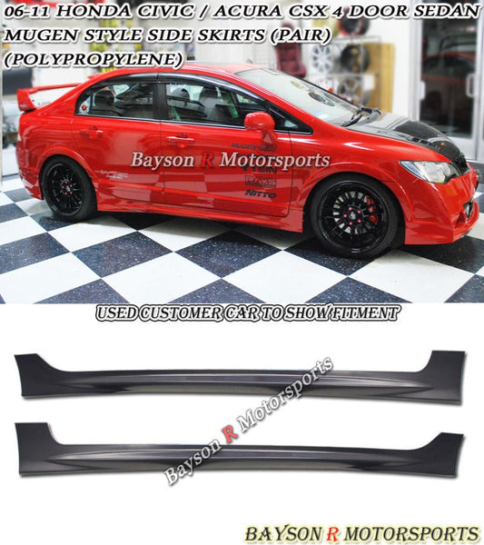 MU Style Side Skirts For 2006-2011 Honda Civic (4Dr Sedan)
