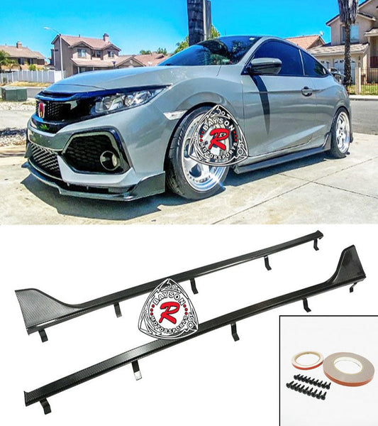 TR Style Side Skirts (Carbon Look) For 2016-2020 Honda Civic (2Dr Coupe)