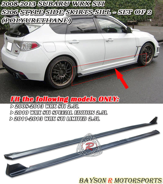 S206 Style Side Skirts For 2008-2014 Subaru WRX/WRX Sti