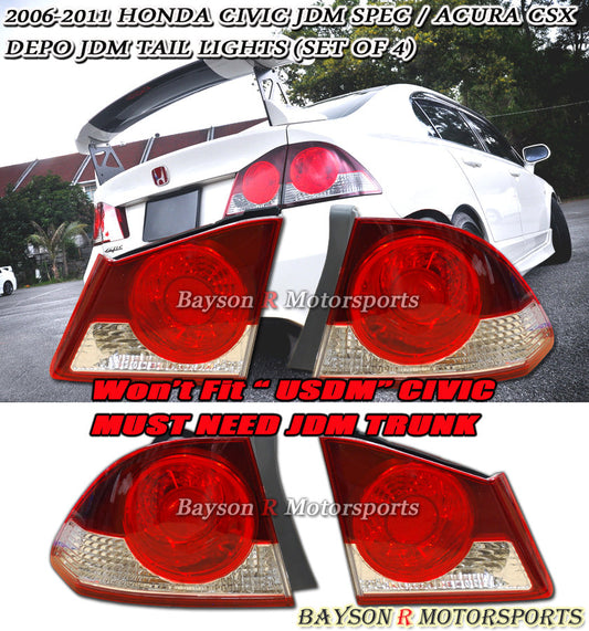 DEPO JDM Tail Lights (Circular) For 2006-2011 Acura CSX 4Dr Sedan (Canadian Model)