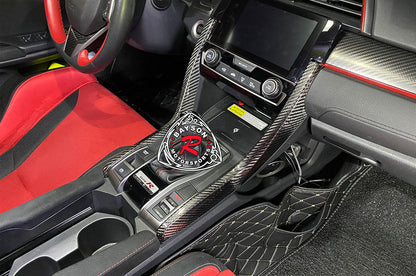 Center Console Side Panel (Dry Carbon - Gloss) For 2016-2021 Honda Civic/2017-2021 Honda Civic Type R (FK8)