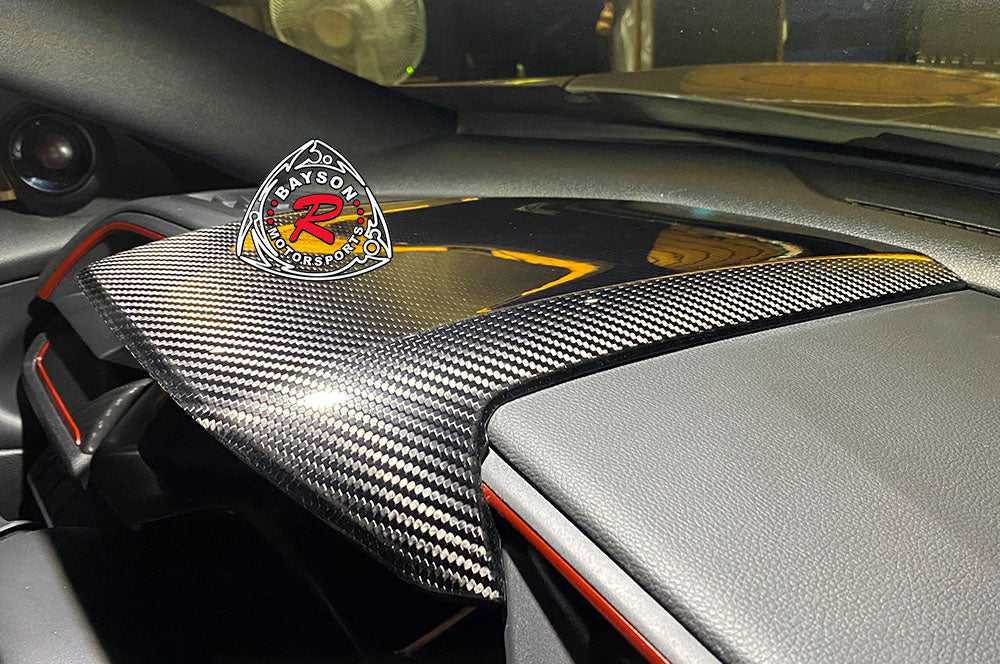 Center Dash Cover (Dry Carbon - Gloss) For 2016-2021 Honda Civic/2017-2021 Honda Civic Type R (FK8)