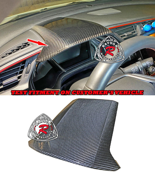Center Dash Cover (Dry Carbon - Gloss) For 2016-2021 Honda Civic/2017-2021 Honda Civic Type R (FK8)